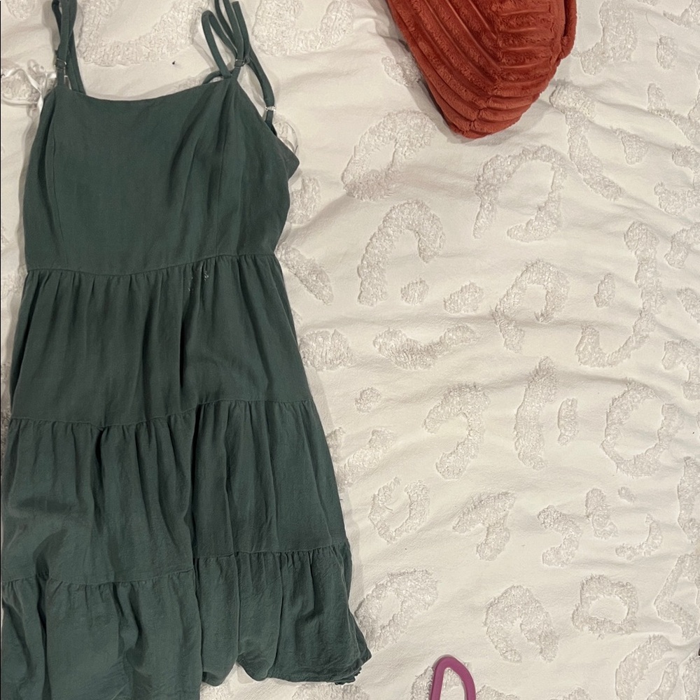 Lulu's Forest Green Tiered Mini Dress